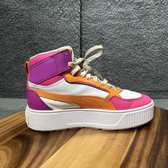 Puma Karmen Rebelle Mid Lace Up Youth‎ Girls White Sneakers Size 5.5 38872903 - Picture 10 of 12